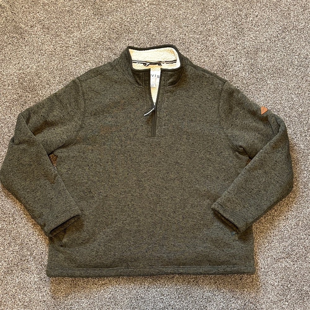 Orvis Men’s Classic Collection Olive Size XXL Sherpa Lined Quarter Zip Pullover